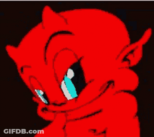 A Cartoon Of A Red Devil Laughing With Tears Coming Out Of His Eyes GIF