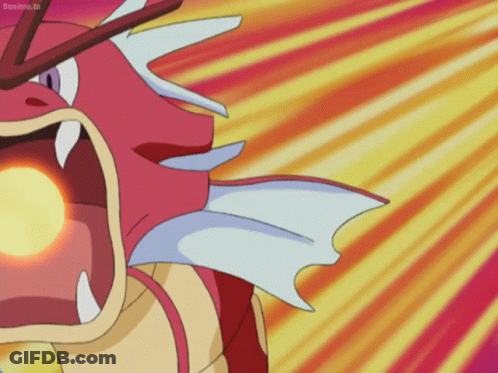 A Cartoon Of A Red Dragon With A Yellow Background GIF