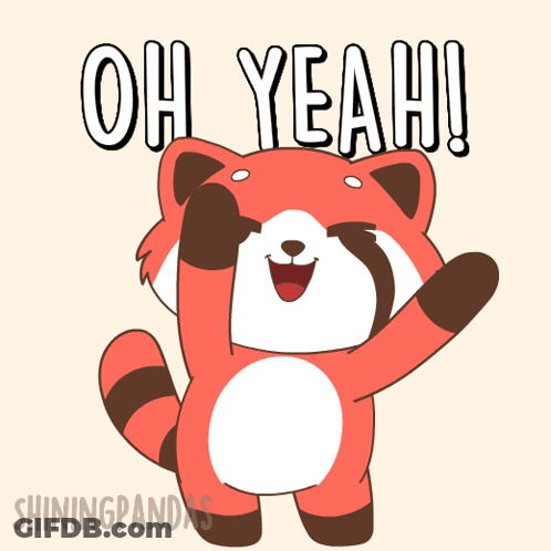 A Cartoon Of A Red Panda With The Words Oh Yeah On It GIF