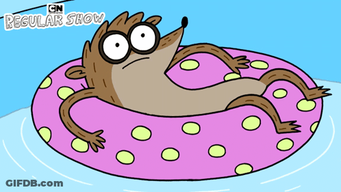 A Cartoon Of A Regular Show Character Laying In A Pink Circle GIF