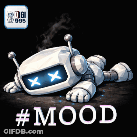 A Cartoon Of A Robot Laying Down With The Words #Mood Written Below It GIF
