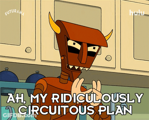 Horns-Horned Robot Saying Ah My Ridiculously Circuitous Plan GIF