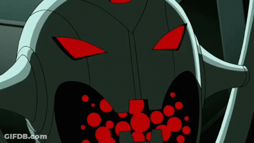 A Cartoon Of A Robot With Red Eyes GIF