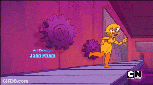A Cartoon Of A Robot With The Name John Pham On It GIF