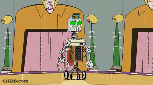 A Cartoon Of A Robot With The Number 3 On His Chest GIF