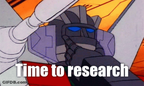 A Cartoon Of A Robot With The Words Time To Research Above It GIF