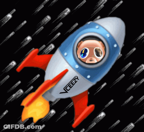 A Cartoon Of A Rocket With The Words Vceezy On It GIF
