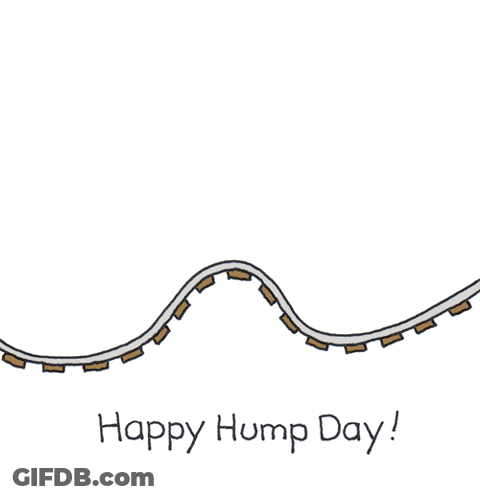 A Cartoon Of A Roller Coaster With The Words Happy Hump Day GIF