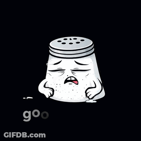 A Cartoon Of A Salt Shaker Crying With The Words Good Morning Written Below It GIF