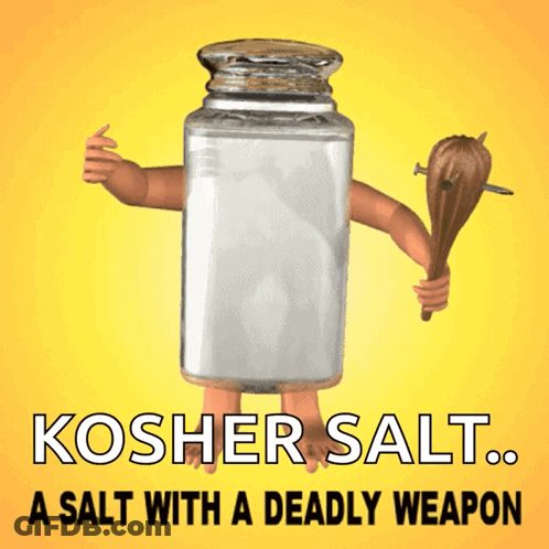 A Cartoon Of A Salt Shaker Holding A Wooden Stick GIF
