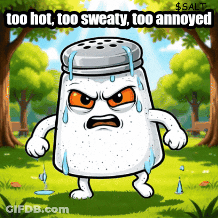 A Cartoon Of A Salt Shaker With Sweat Coming Out Of It GIF