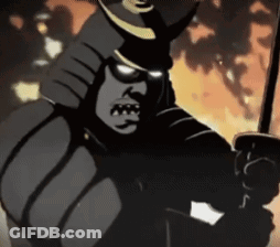 A Cartoon Of A Samurai With A Sword GIF