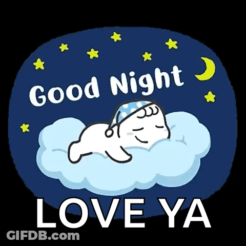 A Cartoon Of A Seal Sleeping On A Cloud With The Words Good Night Love Ya Below It GIF