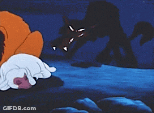 A Cartoon Of A Sheep Laying Down Next To A Brown Bear GIF