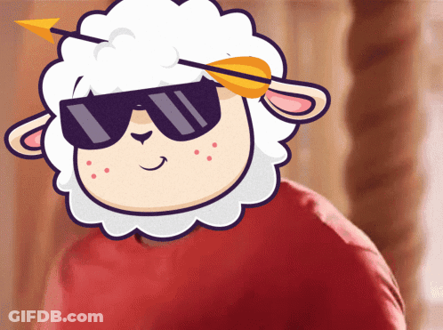 Sheep Wearing Sunglasses With Arrow GIF