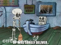A Cartoon Of A Skeleton Holding A Broom Next To A Boat That Says Op Will Surely Deliver .. GIF