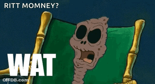 A Cartoon Of A Skeleton Sitting In A Chair With The Words Wat Did You Say Below It GIF