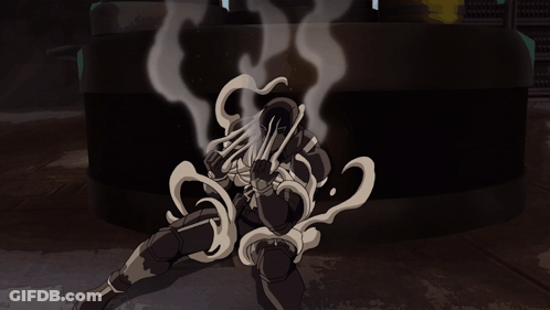 A Cartoon Of A Skeleton With Smoke Coming Out Of It GIF