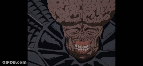 Skull Cartoon With Green Light From Brain GIF