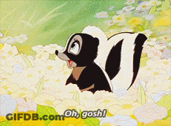 A Cartoon Of A Skunk Saying Oh Gosh ! GIF