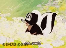 A Cartoon Of A Skunk Saying Oh Gosh ! GIF