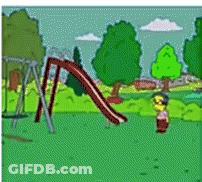 A Cartoon Of A Slide In A Park With Trees In The Background GIF