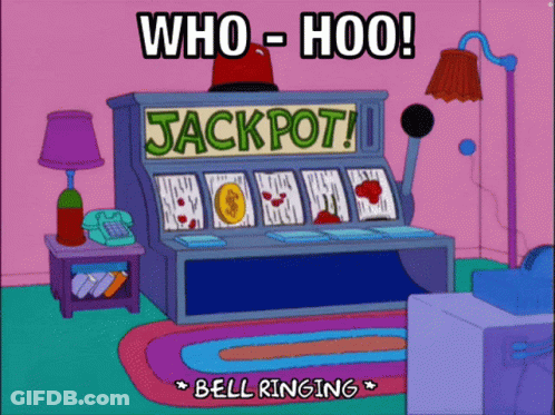 A Cartoon Of A Slot Machine With The Words Who-Hoo On It GIF