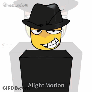 A Cartoon Of A Smiley Face Wearing A Hat And Sticking Out Its Tongue With The Words Alight Motion Below It . GIF
