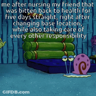 A Cartoon Of A Snail Laying On A Bed Next To A Stack Of Books GIF