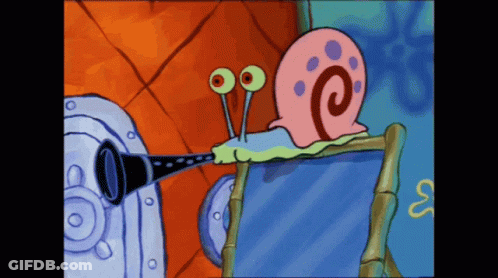 A Cartoon Of A Snail Playing A Trumpet With The Letter E On It GIF