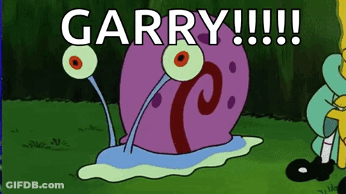 A Cartoon Of A Snail With The Words Garry Written On It GIF