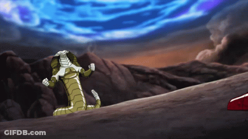 A Cartoon Of A Snake Standing On A Hill GIF