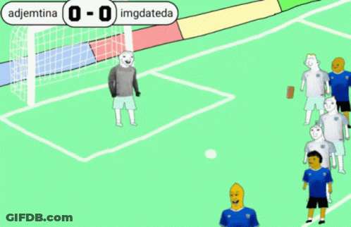 A Cartoon Of A Soccer Game With The Score 0-0 And The Word God GIF