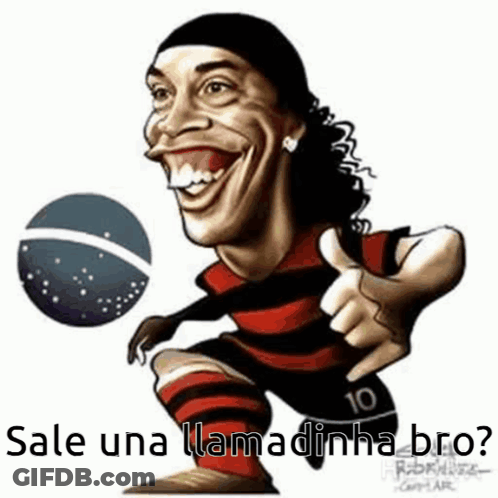 A Cartoon Of A Soccer Player Giving A Thumbs Up With The Words Sale Una Llamadinha Bro . GIF