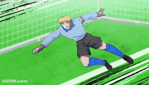 A Cartoon Of A Soccer Player Jumping In The Air To Catch A Ball GIF