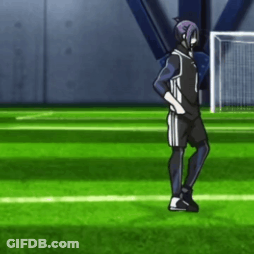 A Cartoon Of A Soccer Player Standing On A Field . GIF