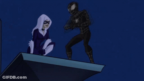 A Cartoon Of A Spider Man Hanging Upside Down From A Building GIF