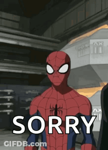 A Cartoon Of A Spider Man Says Sorry GIF