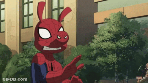 A Cartoon Of A Spider Man With A Pig Head GIF