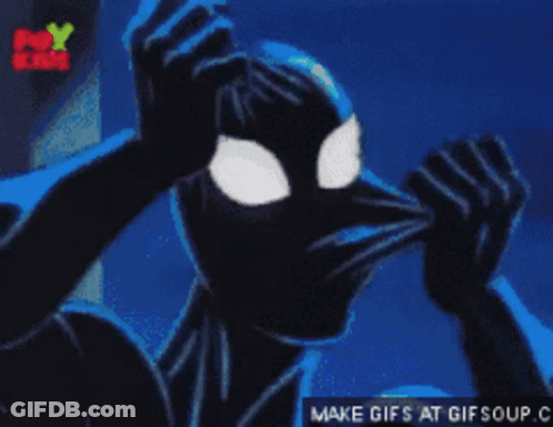 A Cartoon Of A Spiderman With The Words Make Gifs At Gifsoup.c In The Corner GIF