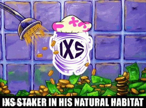 A Cartoon Of A Spongebob Character With The Words Ixs Staker In His Natural Habitat Below It GIF
