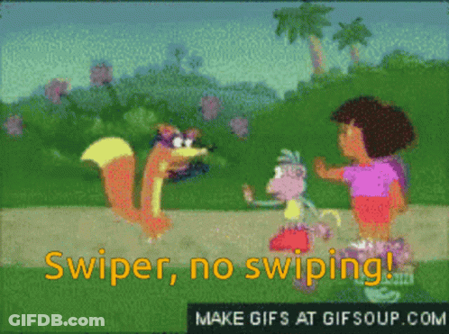 A Cartoon Of A Squirrel And A Monkey With The Words Swiper No Swiping GIF