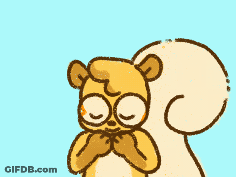 A Cartoon Of A Squirrel With Its Arms In The Air And The Sun Behind It GIF