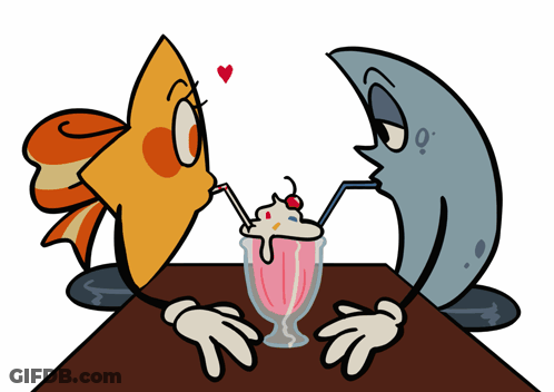 A Cartoon Of A Star And A Moon Drinking A Milkshake Together GIF