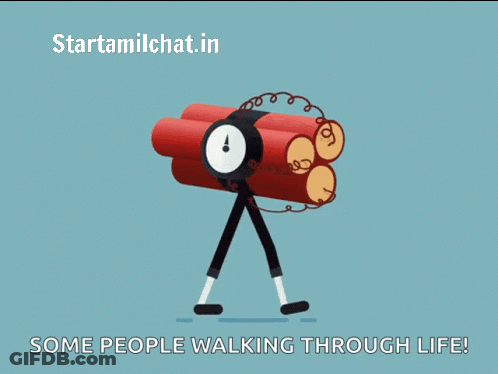 A Cartoon Of A Stick Figure Carrying A Bomb With The Words " Some People Walking Through Life " On The Bottom GIF