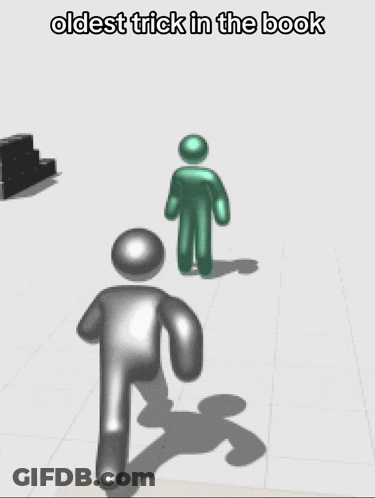 A Cartoon Of A Stick Figure With The Words Oldest Trick In The Book Above Him GIF