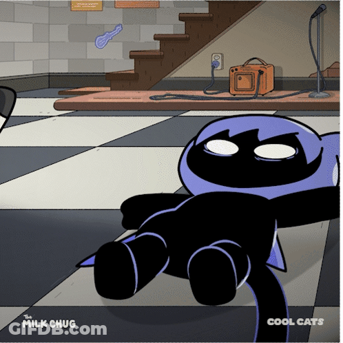 A Cartoon Of A Stuffed Animal With The Words Cool Cats On The Bottom Right GIF