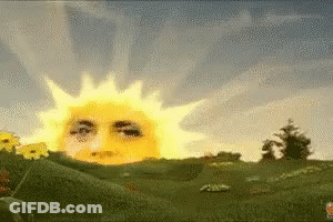 Cartoon Sun With Face In Field GIF