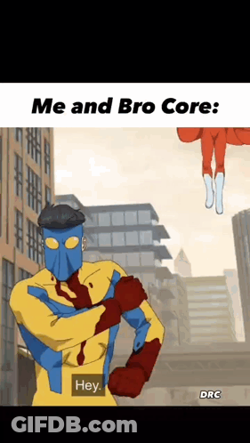 A Cartoon Of A Superhero Talking To Another Superhero In A City . GIF