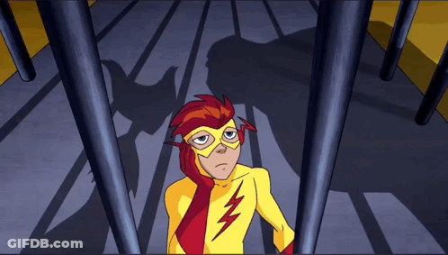 A Cartoon Of A Superhero With A Lightning Bolt On His Chest GIF